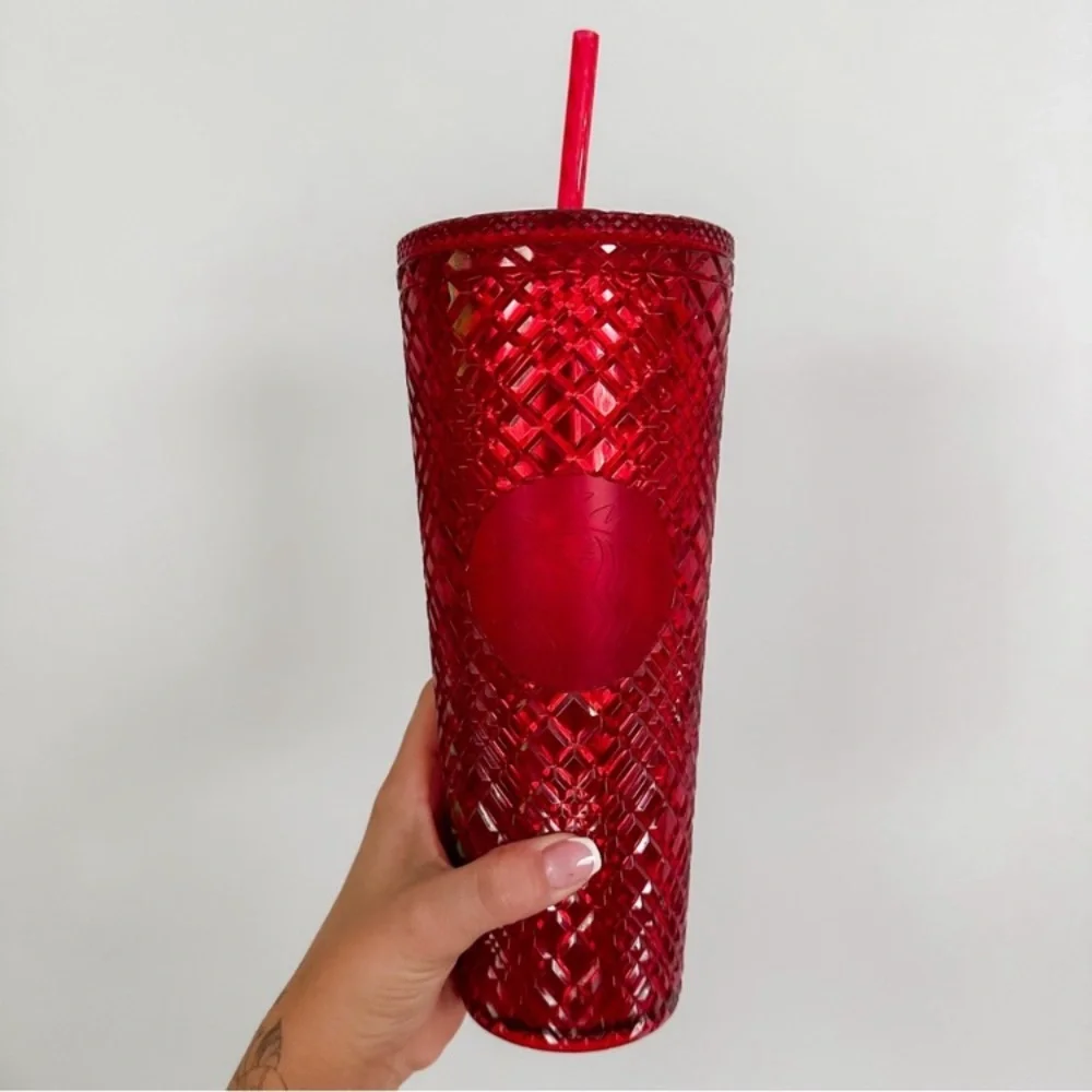 NWT Starbucks Red Jewel Studded Tumbler Candy Apple